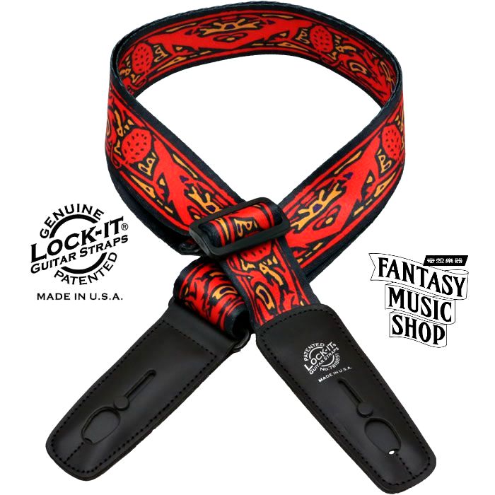 Lock-it straps 安全背帶 Bob Masse 紅薊款| Lock-It Straps 免安裝直接提供保護 美國製 — 三峽吉他 / Bass｜YA! 玩音樂