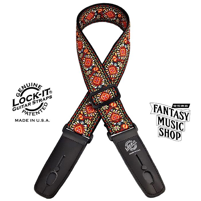 Lock-it straps 安全背帶 緹花編織 波斯款| Lock-It Straps 免安裝直接提供保護 美國製 — 三峽吉他 / Bass