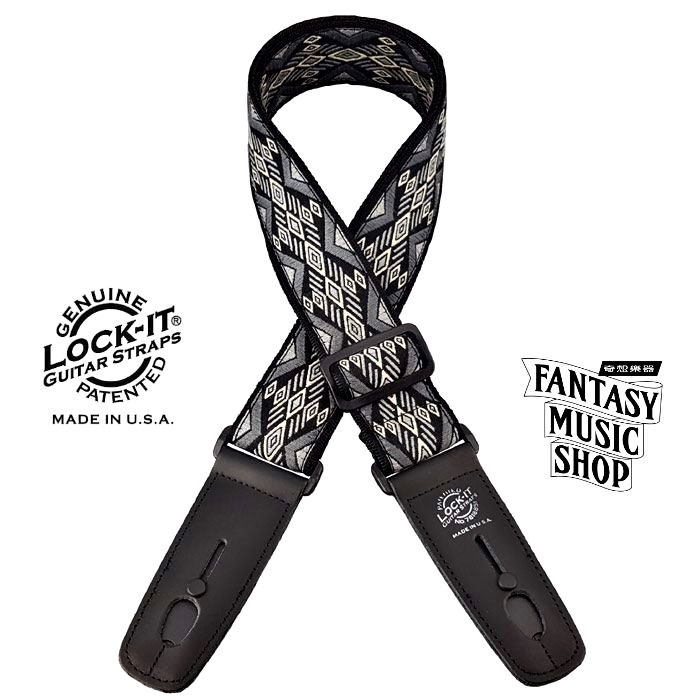 Lock-it straps 安全背帶 緹花編織 黑峽谷款| Lock-It Straps 免安裝直接提供保護 美國製 — 三峽吉他 / Bass｜YA! 玩音樂