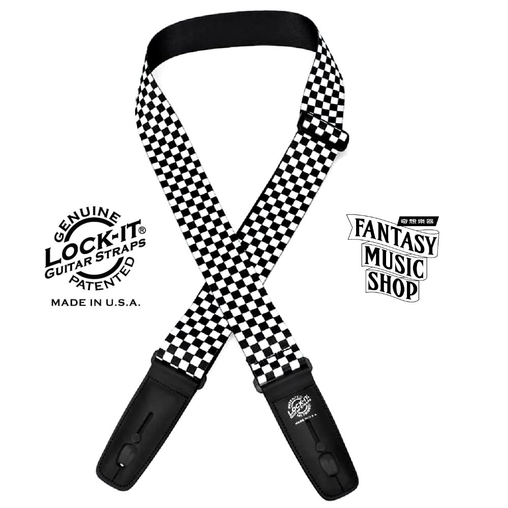 Lock-it straps 安全背帶 搖滾系列 棋盤格款 | Lock-It Straps 免安裝直接提供保護 美國製 — 三峽吉他 / Bass｜YA! 玩音樂