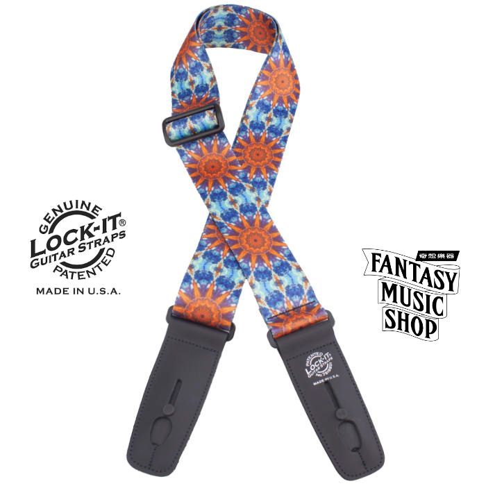 Lock-it straps 安全背帶 藝術系列 太陽迷幻| Lock-It Straps 免安裝直接提供保護 美國製 — 三峽吉他 / Bass｜YA! 玩音樂