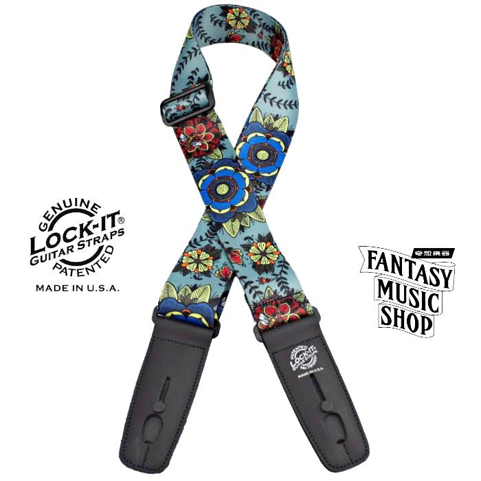 Lock-it straps 安全背帶 藝術系列 絨花款| Lock-It Straps 免安裝直接提供保護 美國製 — 三峽吉他 / Bass｜YA! 玩音樂