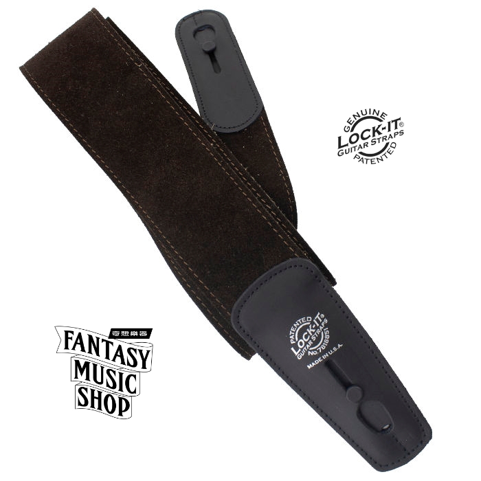 Lock-it straps 安全背帶 麂皮巧克力色 高階款| Lock-It Straps 免安裝直接提供保護 美國製 — 三峽吉他 / Bass｜YA! 玩音樂