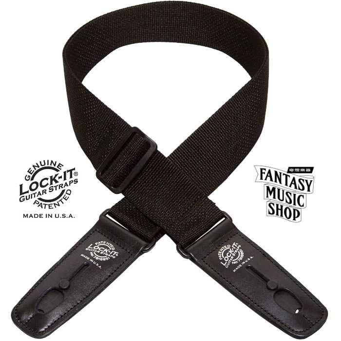 Lock-it straps 安全背帶 黑色 尼龍 基本款| Lock-It Straps 免安裝直接提供保護 美國製 — 三峽吉他 / Bass