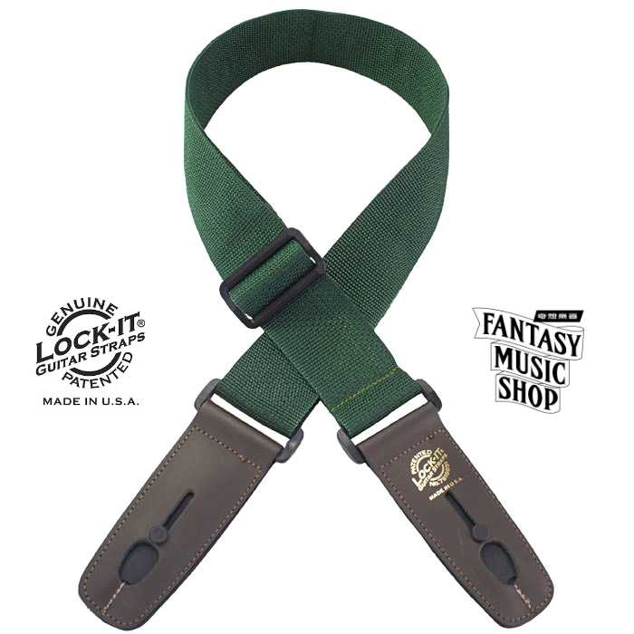 Lock-it straps 安全背帶 深綠色 尼龍 基本款| Lock-It Straps 免安裝直接提供保護 美國製 — 三峽吉他 / Bass