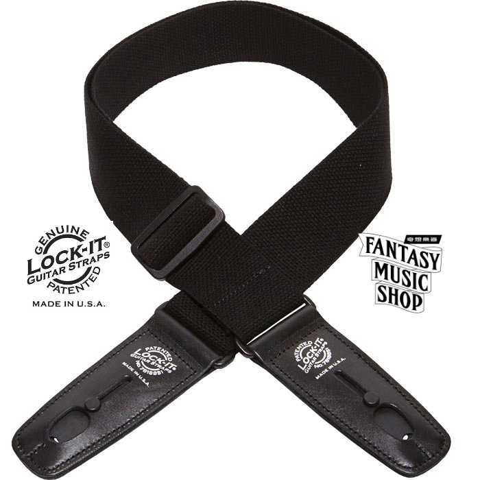 Lock-it straps 安全背帶 溫柔親膚棉 黑色款 | Lock-It Straps 免安裝直接提供保護 美國製 — 三峽吉他 / Bass｜YA! 玩音樂