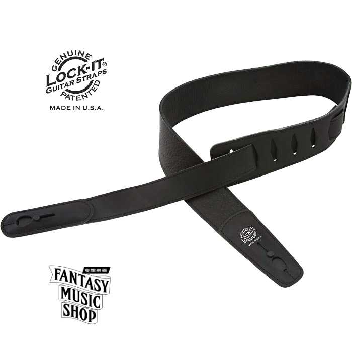 Lock-it straps 安全背帶 黑色真皮 無金屬款 | Lock-It Straps 免安裝直接提供保護 美國製 — 三峽吉他 / Bass｜YA! 玩音樂