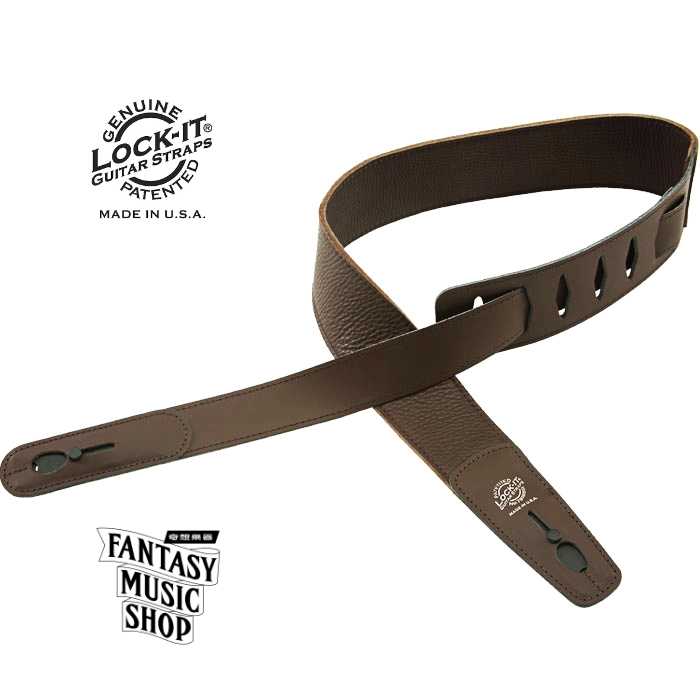 Lock-it straps 安全背帶 巧克力色真皮 無金屬款 | Lock-It Straps 免安裝直接提供保護 美國製 — 三峽吉他 / Bass｜YA! 玩音樂