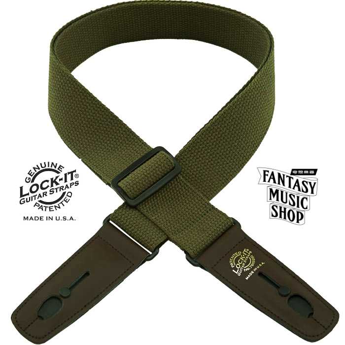Lock-it straps 安全背帶 溫柔親膚棉 橄欖綠色款 | Lock-It Straps 免安裝直接提供保護 美國製 — 三峽吉他 / Bass｜YA! 玩音樂