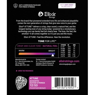 Elixir ATTUNE 紅銅 民謠吉他弦 12-53