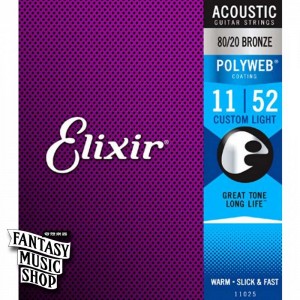 Elixir 80/20 黃銅Polyweb民謠吉他弦(11-52)