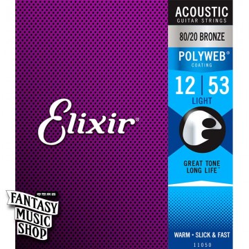 Elixir 80/20 黃銅Polyweb民謠吉他弦(12-53)