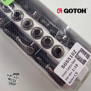 GOTOH 墨黑鋅合金弦鈕頭 墨黑鈕身 SGS510Z | 1:18齒輪比 45度左3右3 