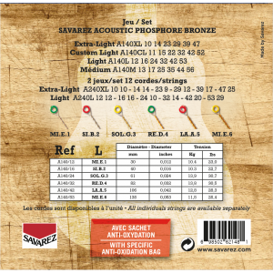 Savarez 法國經典民謠吉他弦 | 磷青銅 紅銅A140L | 012-53